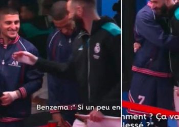 VIDEO/ U fiksuan nga kamerat, çfarë i thanë njëri tjetrit Benzema dhe Mbappe