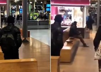 VIDEO/ Po kërcënonte me thikë në stacion, policët qëllojnë disa herë ndaj një personi