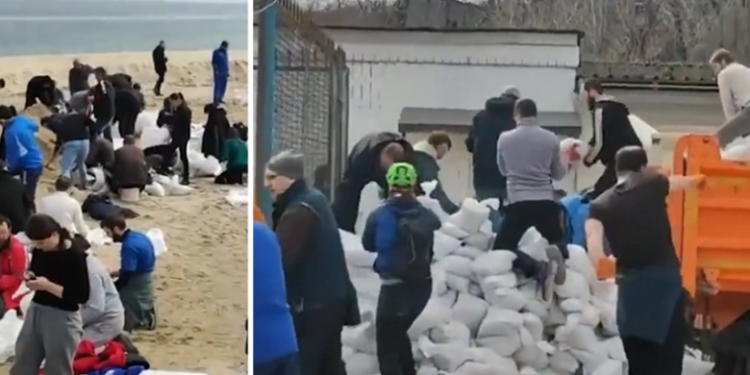 VIDEO/ Pamjet po bëjnë ‘xhiron e botës’, fëmijët ukrainas gërmojnë plazhin dhe mbushin thasët me rërë