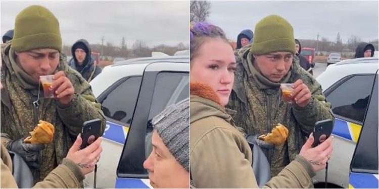 VIDEO/ Humanizmi i ukrainasve, i japin ushqim e çaj të ngrohtë ushtarit rus të dorëzuar