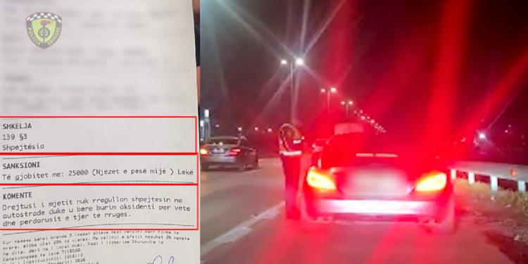 Manovra shpejtësie në autostradën Tiranë-Durrës në pikun e trafikut, policia bllokon “BMW”-në