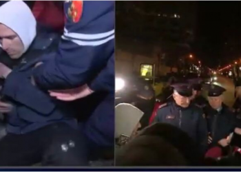 Policia tërheq zvarr protestuesit