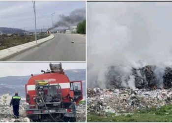 VIDEO/ Tymi mbulon lagjen në Vlorë, mbeturinat digjen që në mëngjes