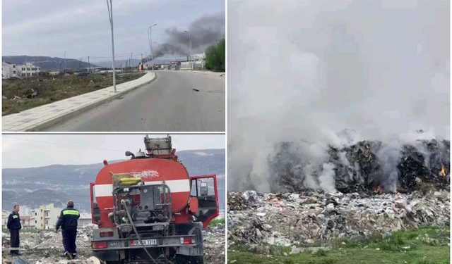 VIDEO/ Tymi mbulon lagjen në Vlorë, mbeturinat digjen që në mëngjes