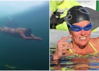 Një grua noton gati 300 metra nën akull për të shënuar Rekordin Botëror Guinness