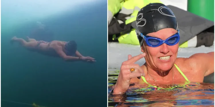 Një grua noton gati 300 metra nën akull për të shënuar Rekordin Botëror Guinness