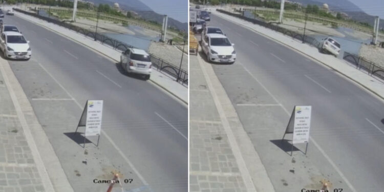 VIDEO/ Tragjedia në Berat, momenti kur nëna dhe djali 6 vjeç bien në lumë me makinë