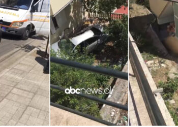 VIDEO/ Makina del nga rruga dhe përfundon në oborrin e shtëpisë