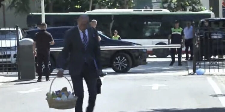 FOTO/ Vaj, vezë, qumësht, deputeti i PD shkon në Kuvend me shportën me ushqime