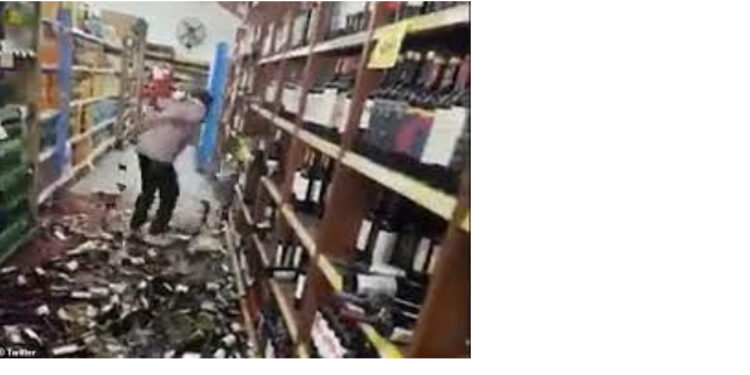 FOTO/ E pushuan nga puna, 25-vjeçarja thyen të gjitha shishet e verës në market: Kam duruar gjithçka