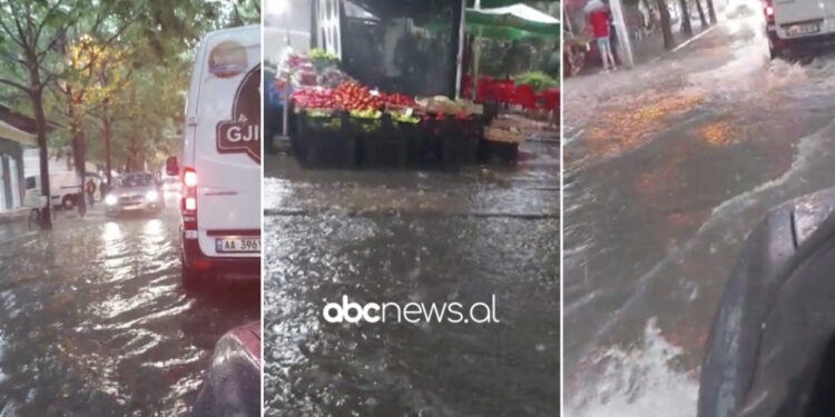 Moti i keq, reshjet e dendura të shiut përmbytin Tiranën