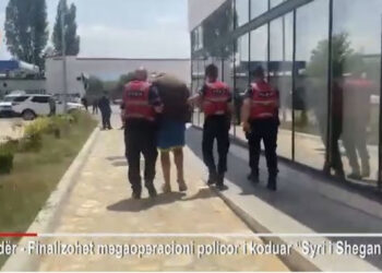 Dalin pamjet e arrestimit të autorëve të grabitjes së bankës, momenti kur polici nxjerr armën nga uji