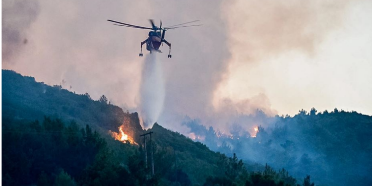 Zjarri në Evia të Greqisë: 40 zjarrfikës, 9 aeroplanë dhe 4 helikopterë në terren, nis evakuimi i banorëve