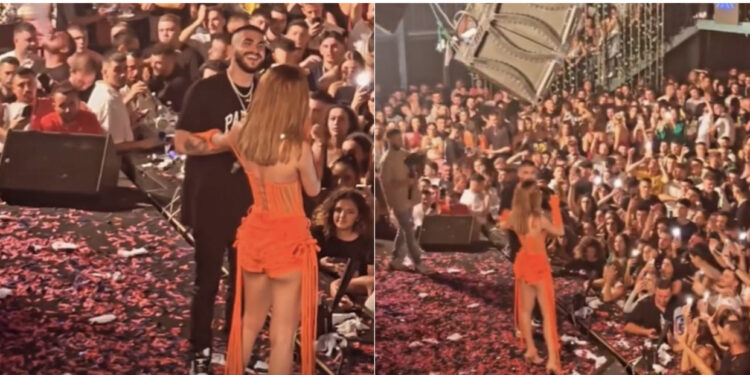 VIDEO/ Tayna ndërpret koncertin, i bën dhuratën speciale Butrint Imerit