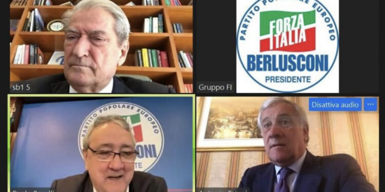 FOTO/ Berisha telekonferencë me Antonio Tajanin dhe Paolo Barellin: Shqiptarët mbështesin ‘Forza Italia’