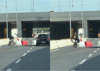 FOTO/ “Unë jam i fortë…ça kishte ti?”/ Dy të rinjtë ndalin makinat tek ish-sheshi Shqiponja dhe përleshen fizikisht
