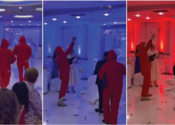 VIDEO/ “La Casa de Papel” dhe sheikët arabë “zbarkojnë” në dasmën laçiane, leku “derdhet lumë”