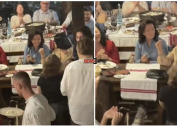 VIDEO/ Nën ritmet e këngës “E dehur jam”, ambasadorja Kim shijon darkën në restorantin e Shkodrës me muzikë “live”