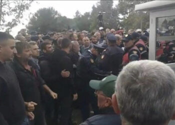 “Mos më prek”! Përplasje në Divjakë, protestuesit thyejnë xhamat e kabinës së parkut