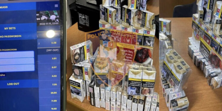 Kontrabandë cigaresh dhe baste sportive, arrestohet një i ri në Tiranë dhe procedohen 4 të tjerë