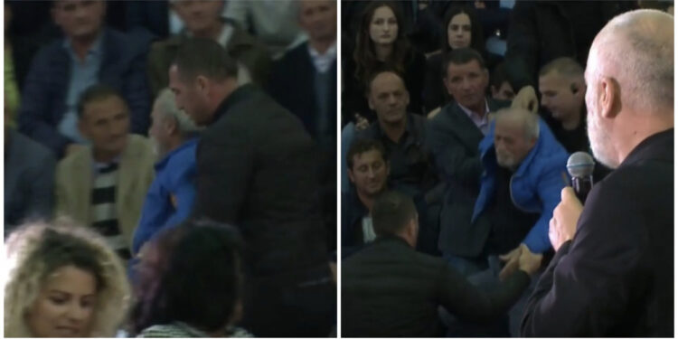 VIDEO/ “Rama ik”, incident në Tropojë, qytetari nxirret jashtë në mes të takimit: Ec tani, e mbarove detyrën, ik te Foltorja