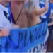 VIDEO/ Çfarë s’u pa nga ndeshja, tifozja “e çmendur” feston “topless” në mes të stadiumit fitoren e Argjentinës