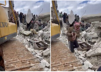 VIDEO/ Tragjedi dhe mrekulli në Siri, nëna nën rrënoja sjell foshnjën në jetë, vetë vdes , por i sapolinduri shpëton