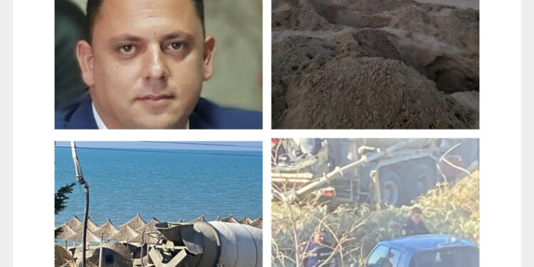 FOTO/ Redjan Krali i Kavajës betonizon plazhin me kompaninë Bonita, plaçkitje dhe krime në fund të mandatit, policia nuk ndërhyn