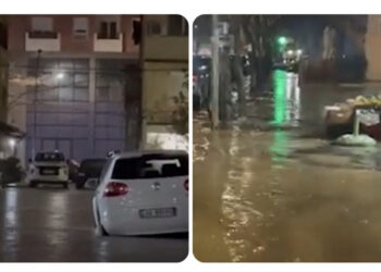 Reshje të dendura shiu, bllokohen hyrjet e disa pallateve në Lezhë