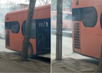 VIDEO-Merr flakë autobusi në Tiranë