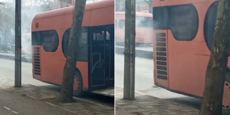 VIDEO-Merr flakë autobusi në Tiranë