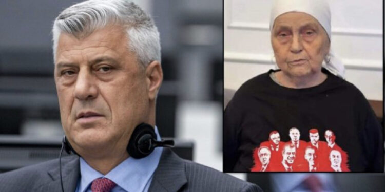 “Liria jeni ju”, nëna e Hashim Thaçit me bluzën me portretet e ish-krerëve të UÇK-së
