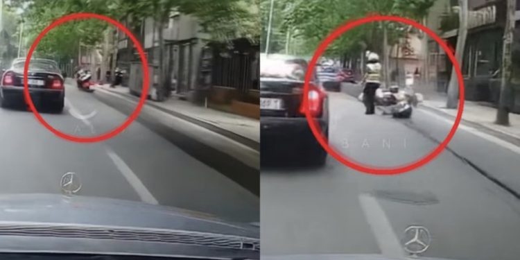 VIDEO/ Rrezikohet jeta e dy efektivëve të Rrugores, rrëshqasin me motor në mes të rrugës