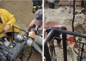 FOTO/ Breshëri ‘pushton’ Kuçovën, banorët e heqin me lopata