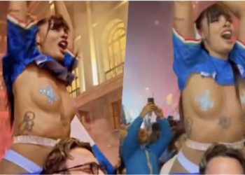 Modelja mbajti premtimin dhe u zhvesh për festën e titullit të Napolit, por tifozët e “përdhunuan”