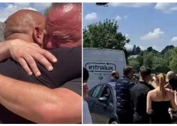 “U prehsh në paqe babi”, 45-vjeçari zbret me helikopter në funeralin e tij