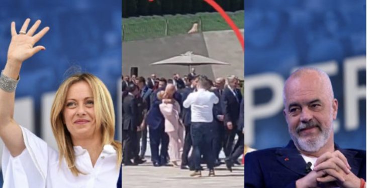 Edi Rama s’përmbahet në samit, puth kryeministren e Italisë në qafë!