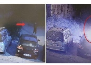 VIDEO/ Momenti kur autori me kapele i vendos flakën makinës në Vlorë, digjet edhe vetë