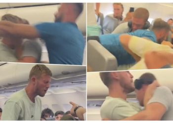 Turisti britanik tenton të hapë derën e avionit, pasagjerët e tjerë e përplasin në dysheme