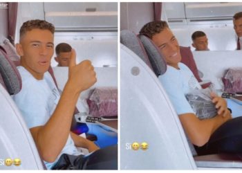 VIDEO/ Interi niset drejt Japonisë, Çalhanollu dhe Asllani bëjnë humor në avion: A do vish? Po!