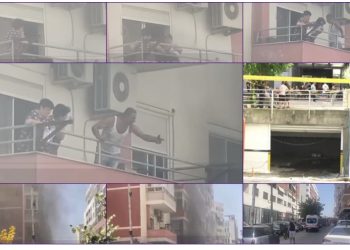 “Po mbyten nga tymi”! Pallati në flakë në Tiranë, banorët kërkojnë ndihmë në ballkon