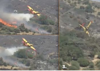 VIDEO/  Momenti tragjik kur rrëzohet avioni që po shuante zjarret në Greqi