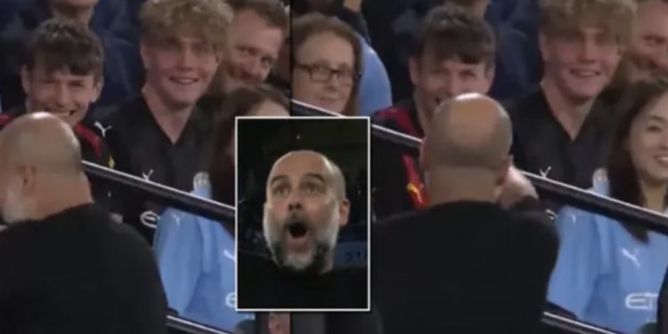 Debatoi me një tifoz në tribunë, ja çfarë i tha Guardiola mbështetësit të Man. Cityt, videoja bëhet virale