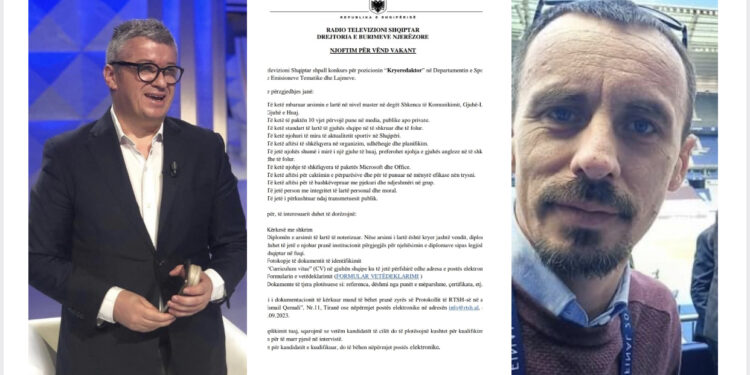 FOTO/ Alfred Peza bën konkurs fiktiv për kryeredaktor sporti, kandidimet deri më 1 Shtator por fitues do të jetë Ervin Nikolla