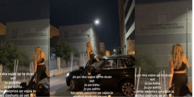 VIDEO/ Ndodh në Tiranë! I dashuri brenda në qeli, vajza e re hipën mbi makinë për ti bërë surprizë
