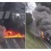Video dramatike/ Autobusi shpërthen në flakë, pasagjerët vrapojnë për të shpëtuar