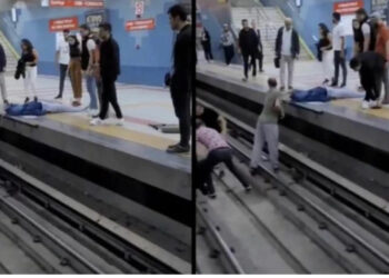 VIDEO/ Gruas i bie të fikët, rrëzohet në shinat e metrosë, shpëtohet në momentet e fundit