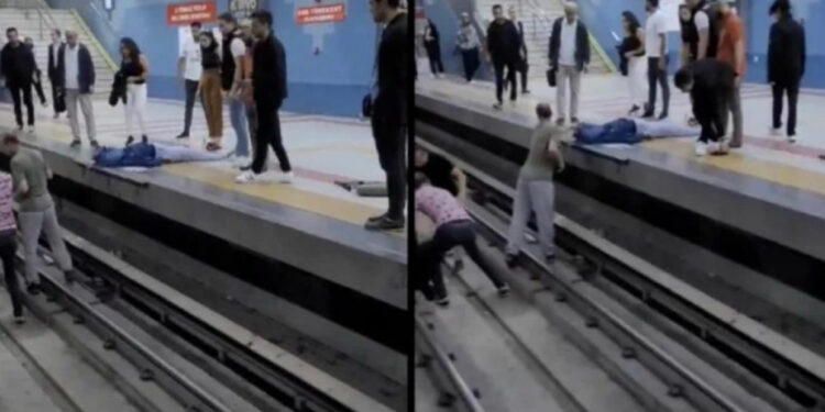 VIDEO/ Gruas i bie të fikët, rrëzohet në shinat e metrosë, shpëtohet në momentet e fundit