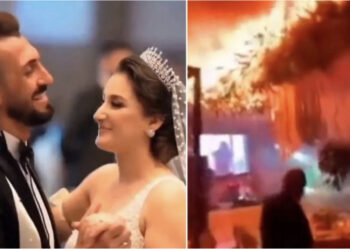 Çifti në pistë duke kërcyer, dalin pamjet e tmerrit ku humbën jetën 114 dasmorë