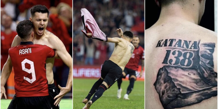 “Katana…”! Tatuazhi i heroit kuqezi që “ngriti peshë” shqiptarët në stadium